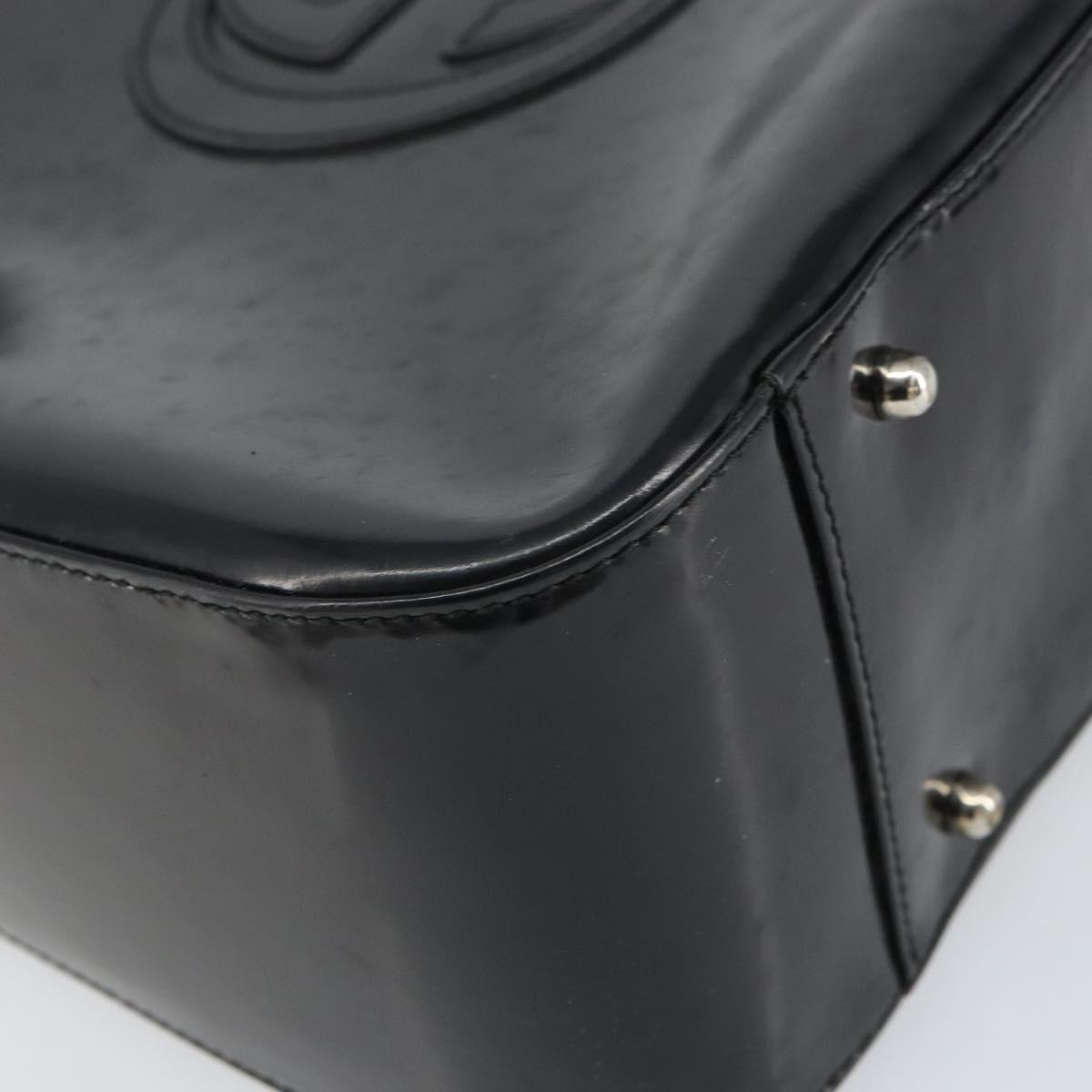 GUCCI Hand Bag Enamel Black Silver 000 1013 0504 Auth ep12446