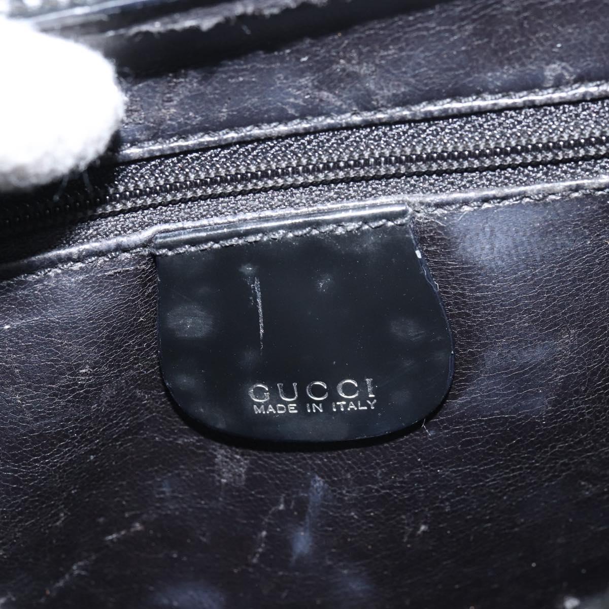 GUCCI Hand Bag Enamel Black Silver 000 1013 0504 Auth ep12446
