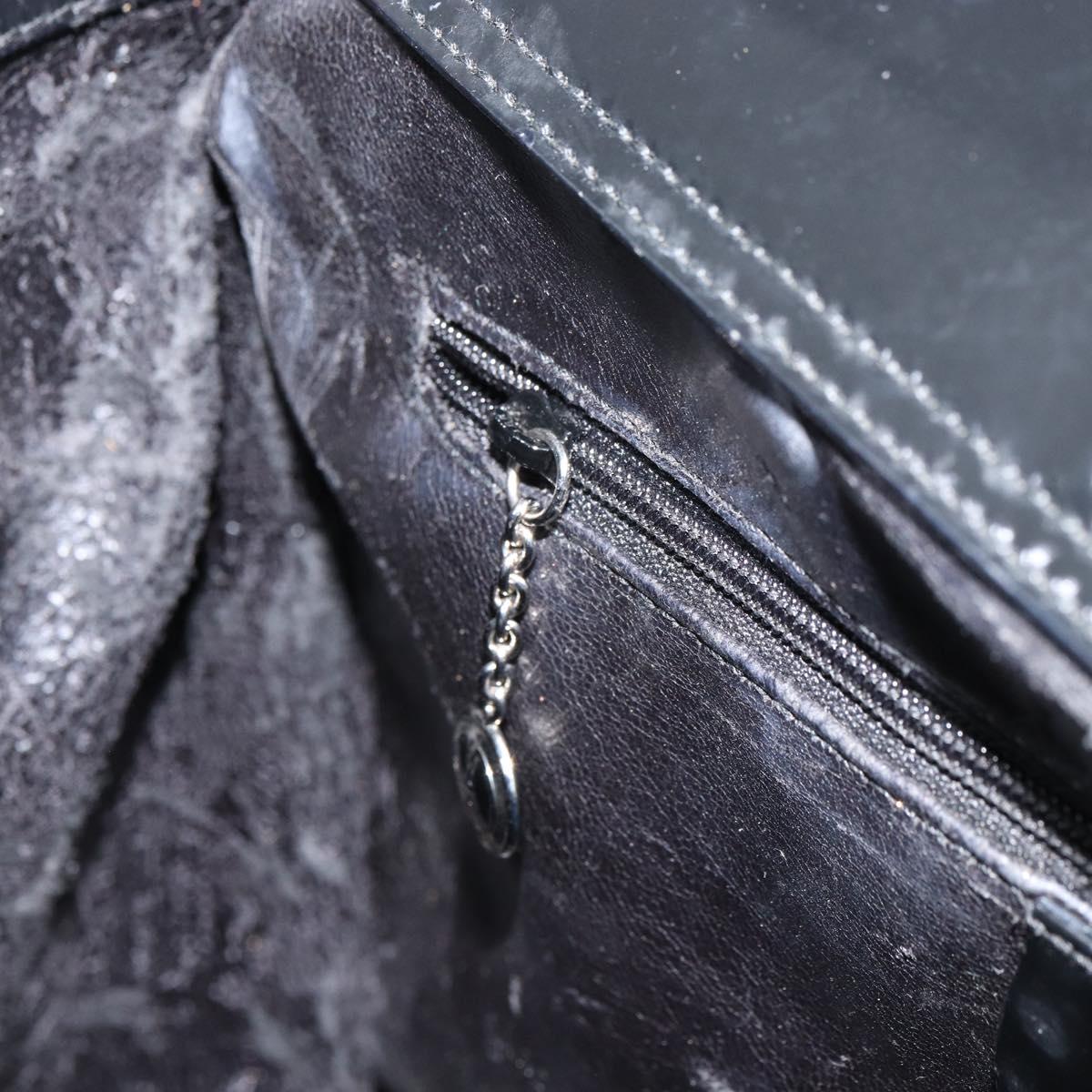 GUCCI Hand Bag Enamel Black Silver 000 1013 0504 Auth ep12446