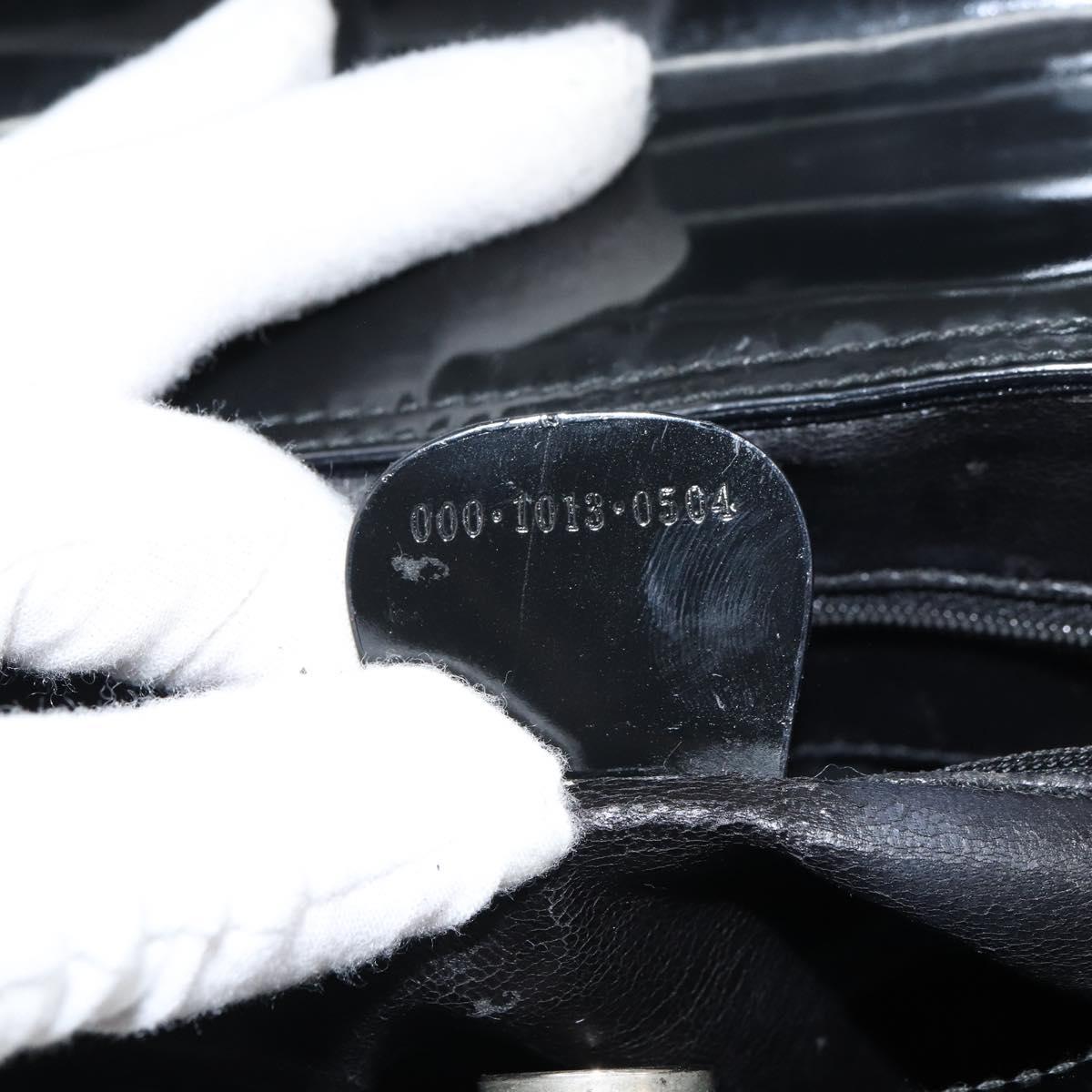 GUCCI Hand Bag Enamel Black Silver 000 1013 0504 Auth ep12446