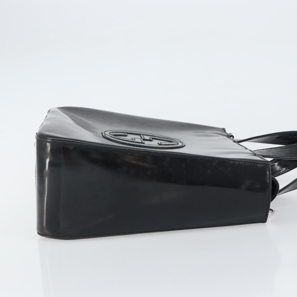 GUCCI Hand Bag Enamel Black Silver 000 1013 0504 Auth ep12446