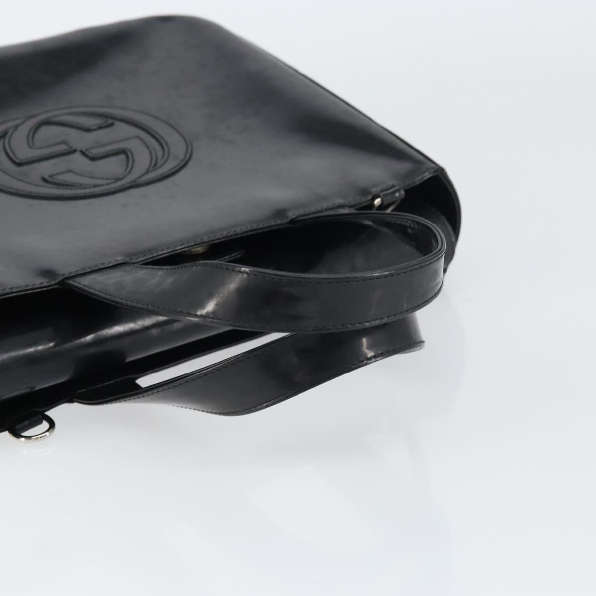 GUCCI Hand Bag Enamel Black Silver 000 1013 0504 Auth ep12446