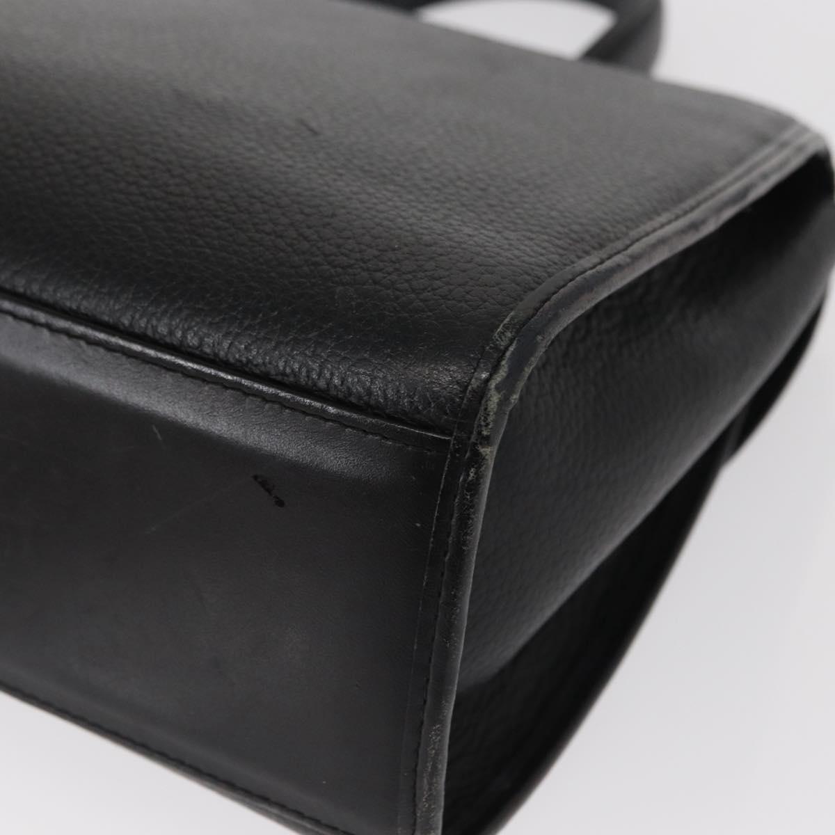 Burberrys Hand Bag Leather Black Silver Auth ep12447