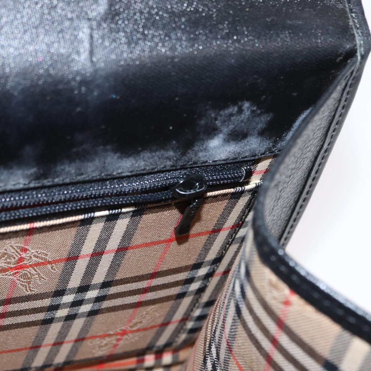 Burberrys Hand Bag Leather Black Silver Auth ep12447