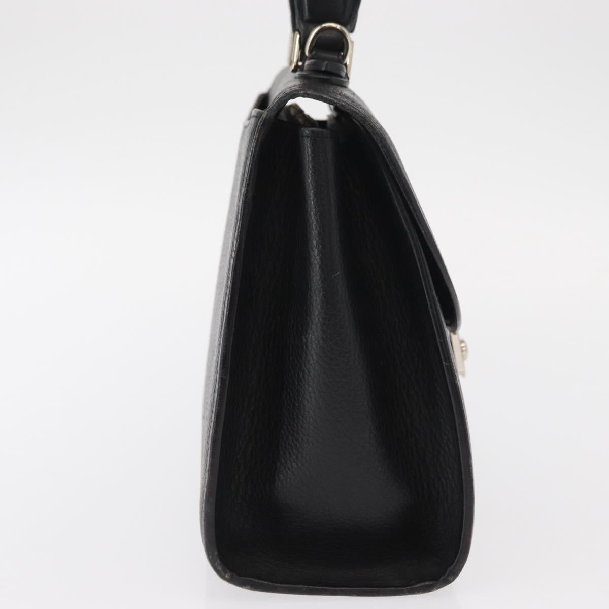 Burberrys Hand Bag Leather Black Silver Auth ep12447