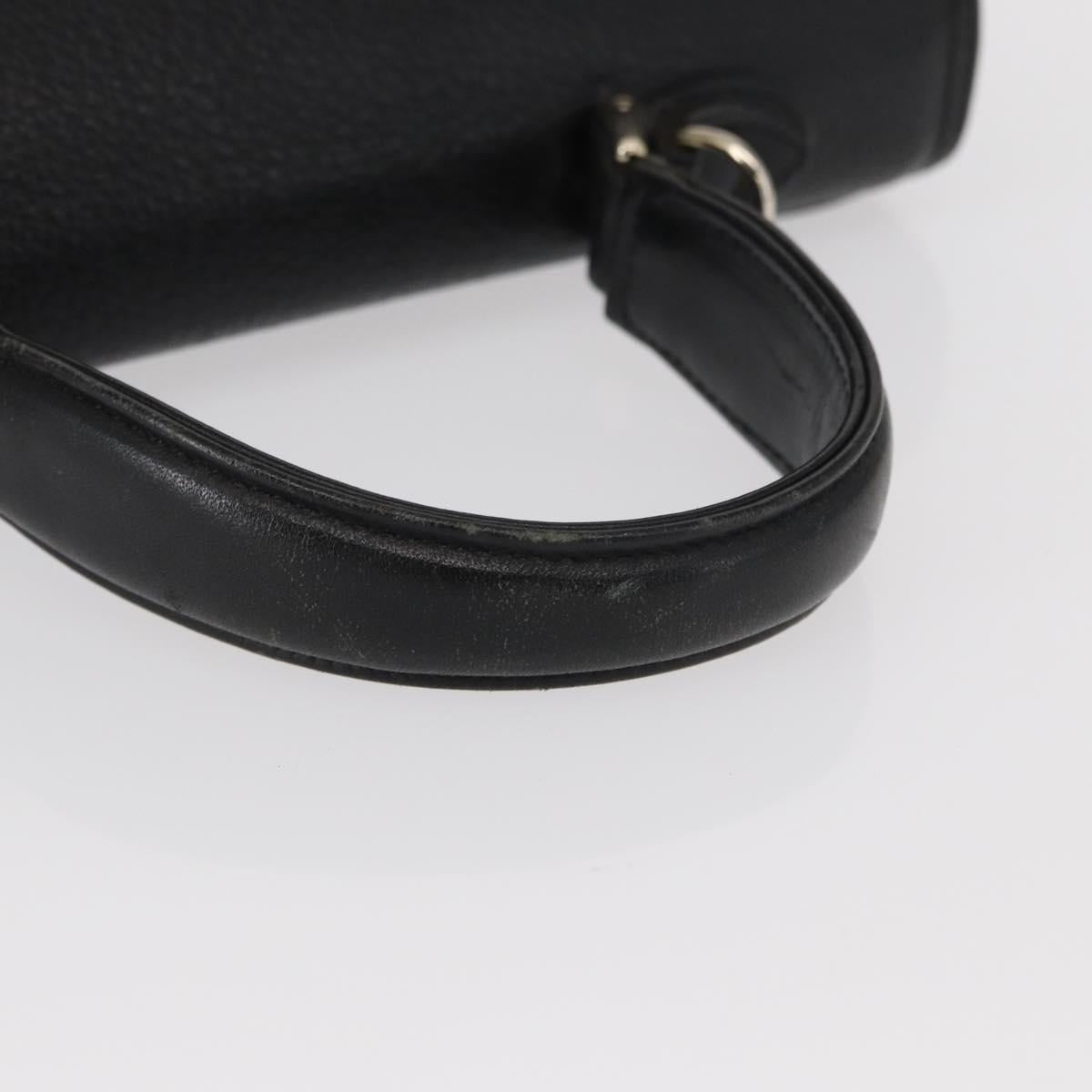 Burberrys Hand Bag Leather Black Silver Auth ep12447