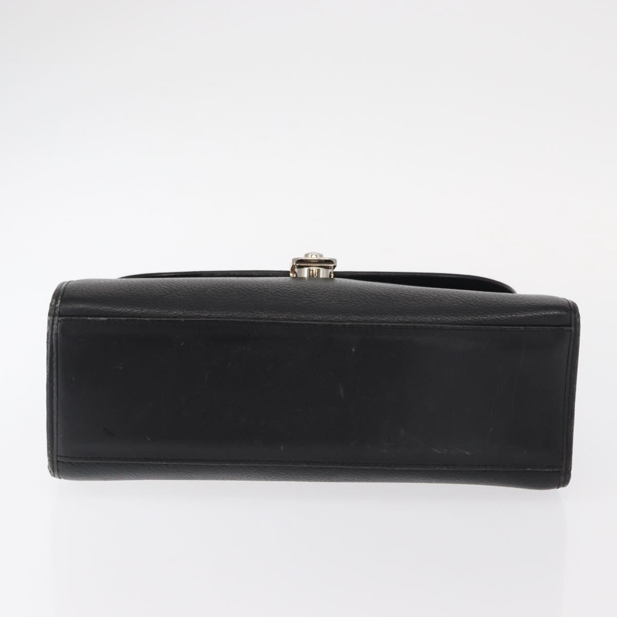 Burberrys Hand Bag Leather Black Silver Auth ep12447