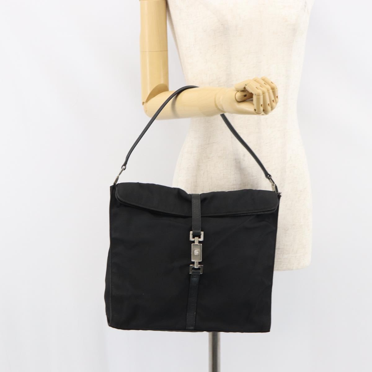 GUCCI Jackie Shoulder Bag Nylon Black Silver 001 3355 1781 Auth ep12448