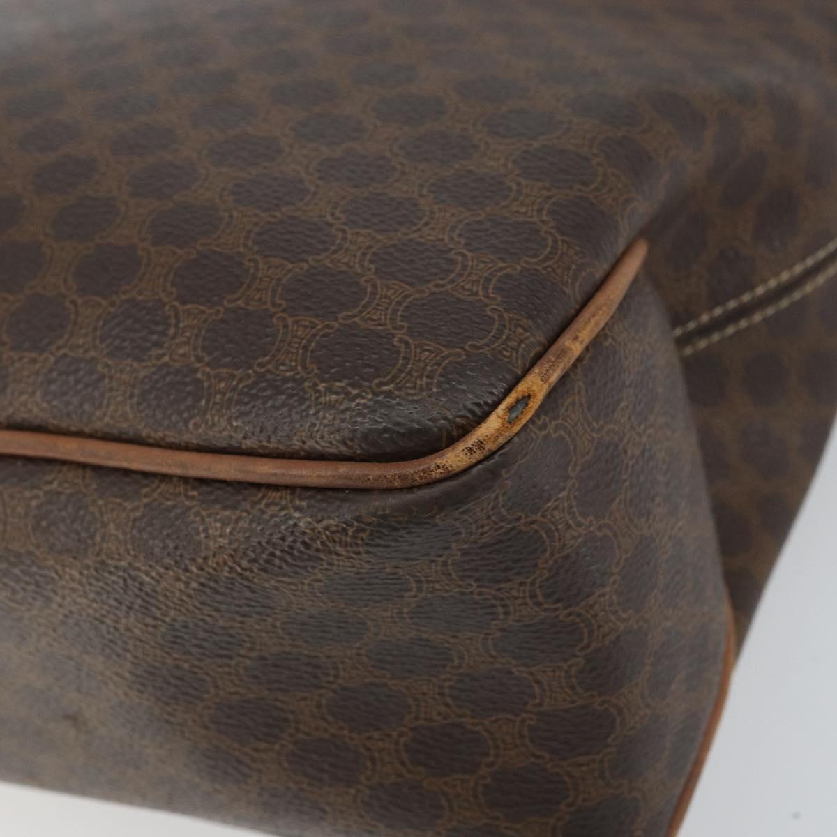 CELINE Macadam Canvas Tote Bag PVC Leather Brown Gold Auth ep12452