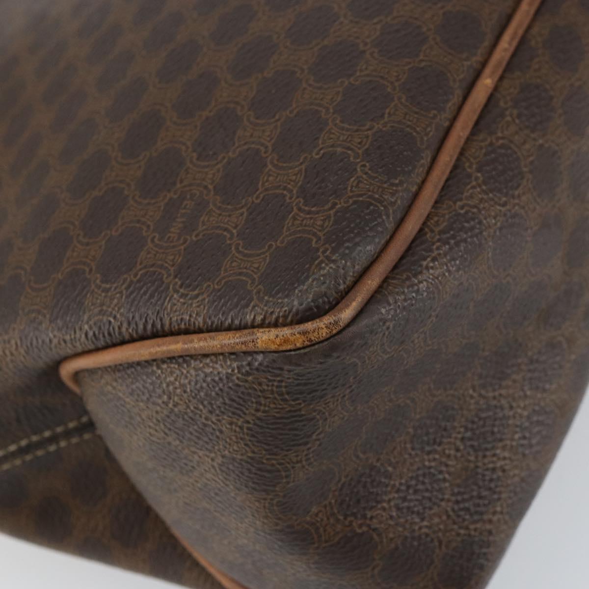 CELINE Macadam Canvas Tote Bag PVC Leather Brown Gold Auth ep12452