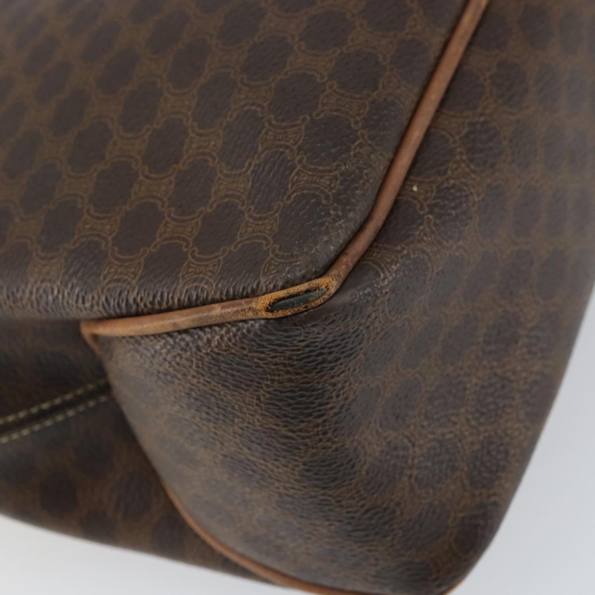 CELINE Macadam Canvas Tote Bag PVC Leather Brown Gold Auth ep12452