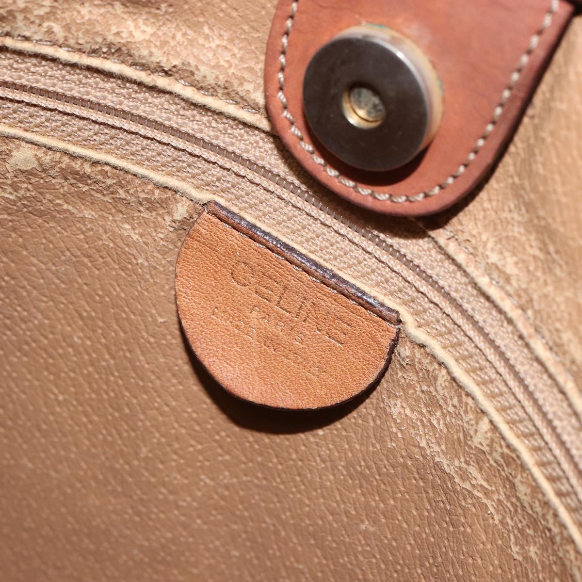 CELINE Macadam Canvas Tote Bag PVC Leather Brown Gold Auth ep12452