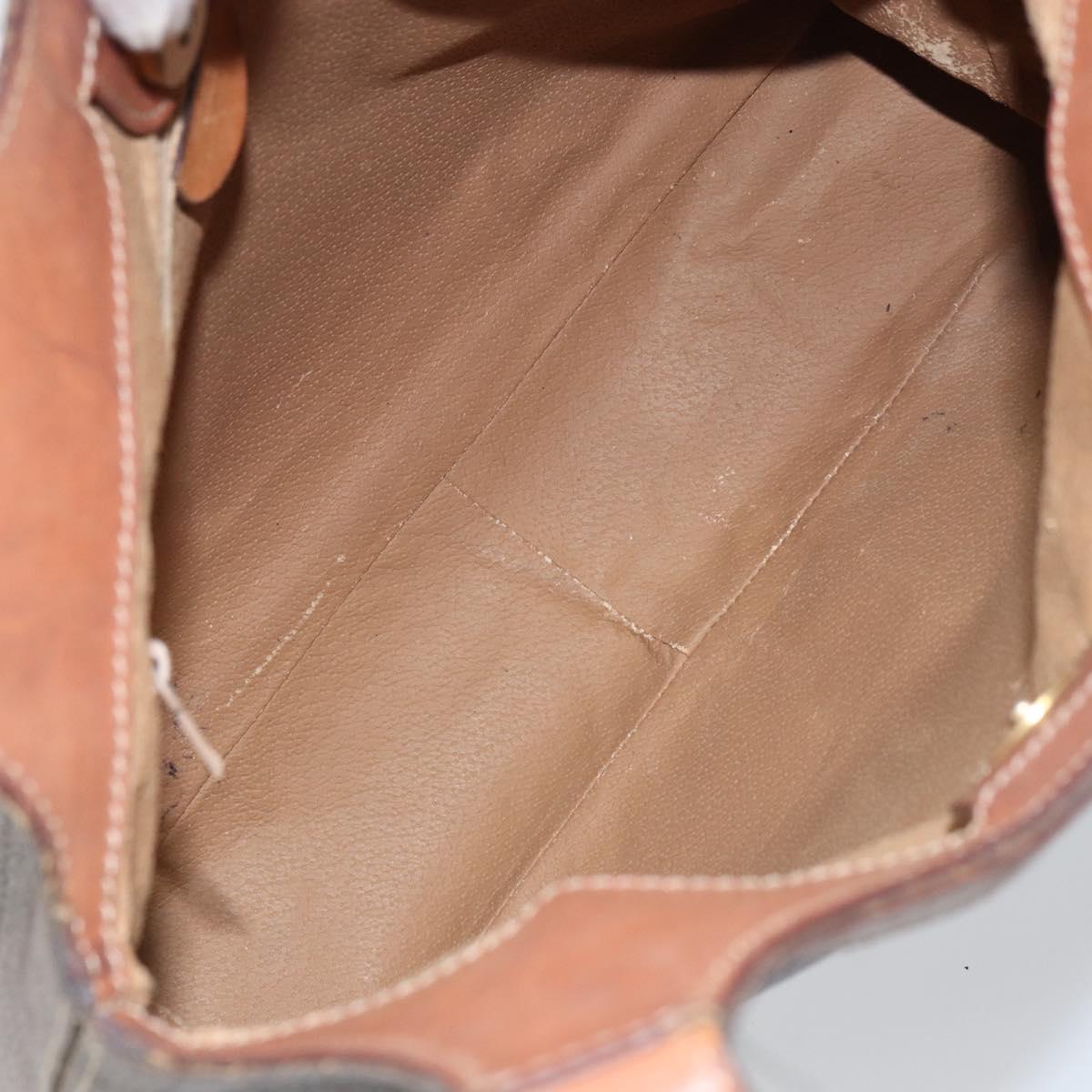 CELINE Macadam Canvas Tote Bag PVC Leather Brown Gold Auth ep12452