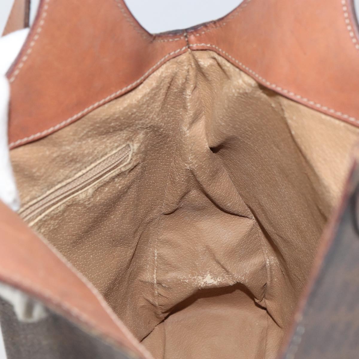 CELINE Macadam Canvas Tote Bag PVC Leather Brown Gold Auth ep12452