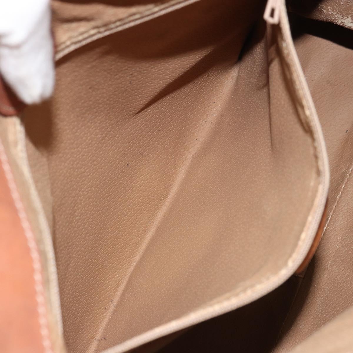 CELINE Macadam Canvas Tote Bag PVC Leather Brown Gold Auth ep12452