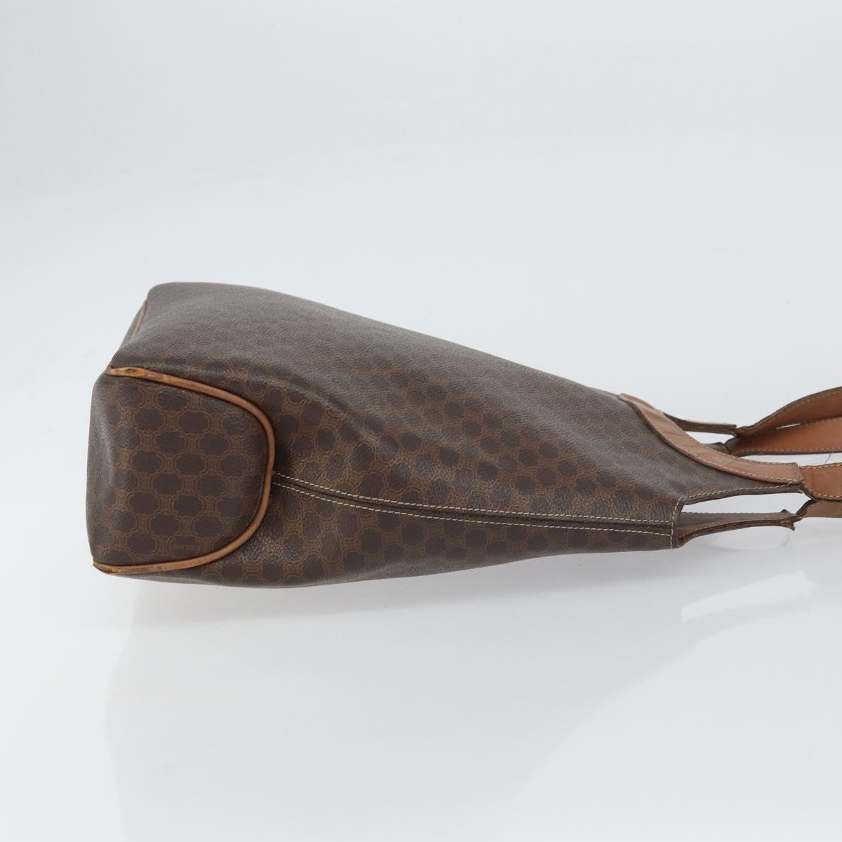 CELINE Macadam Canvas Tote Bag PVC Leather Brown Gold Auth ep12452