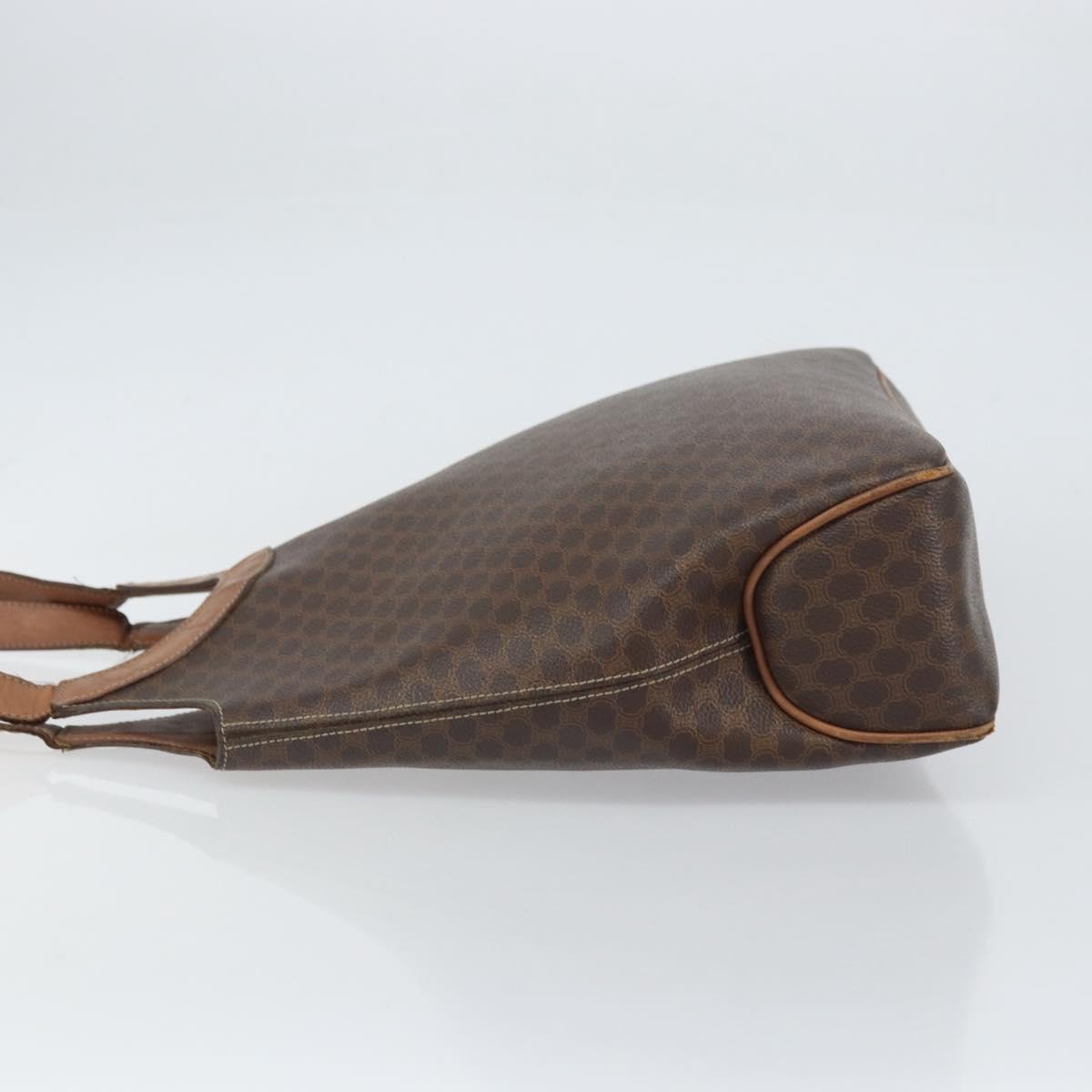 CELINE Macadam Canvas Tote Bag PVC Leather Brown Gold Auth ep12452