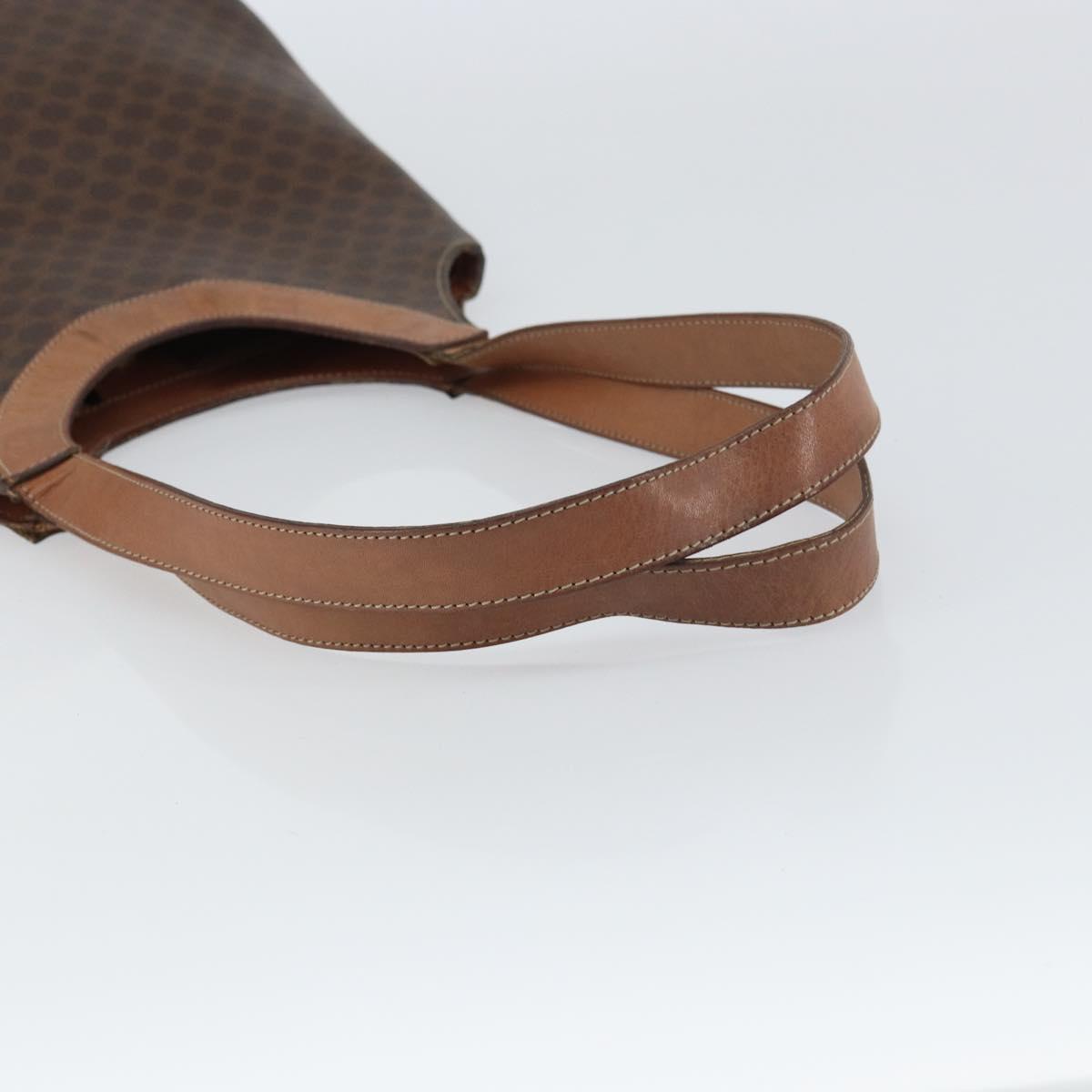 CELINE Macadam Canvas Tote Bag PVC Leather Brown Gold Auth ep12452