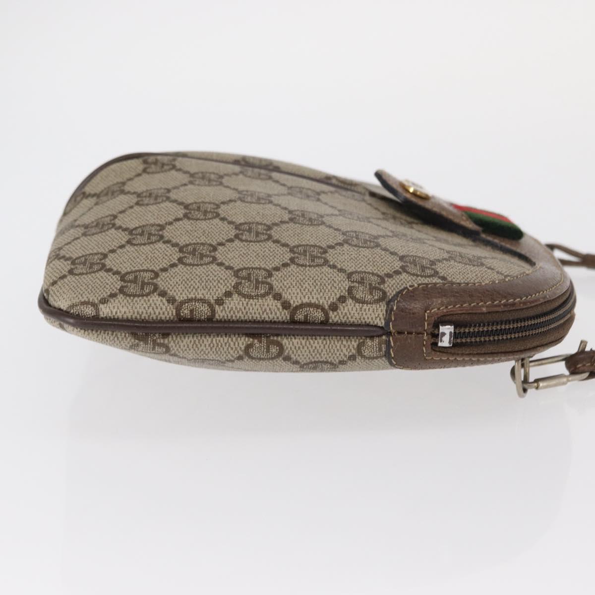 GUCCI GG Supreme Web Sherry Line Bag PVC Beige Gold 904 02 047 Auth ep12468