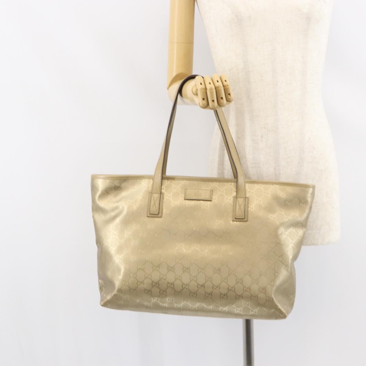 GUCCI GG Implementation Tote Bag PVC Gold Tone 211137 Auth ep12474
