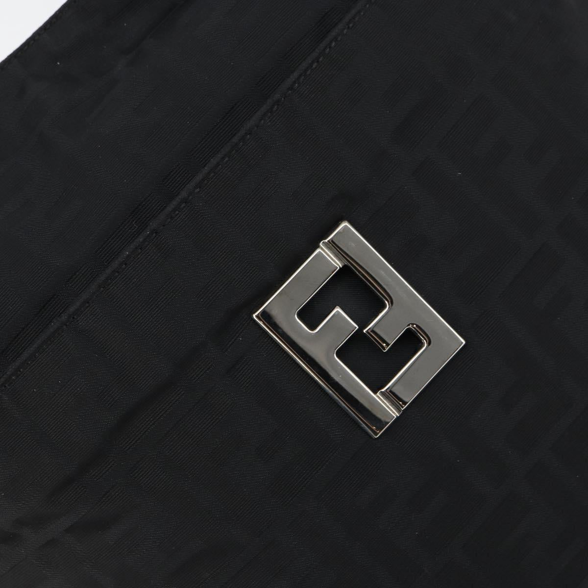 FENDI Zucca Canvas Shoulder Bag Silver Black Auth ep12476