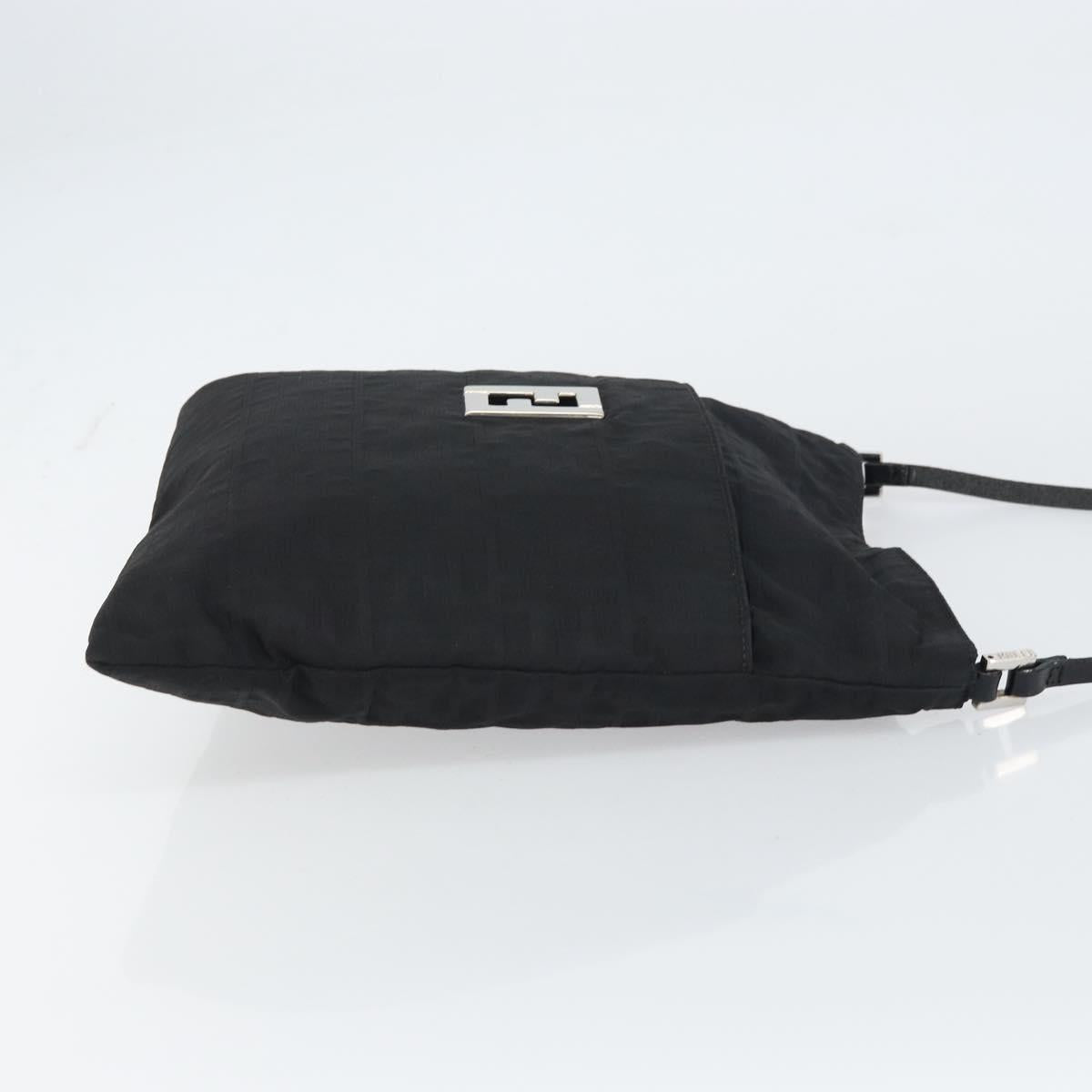 FENDI Zucca Canvas Shoulder Bag Silver Black Auth ep12476