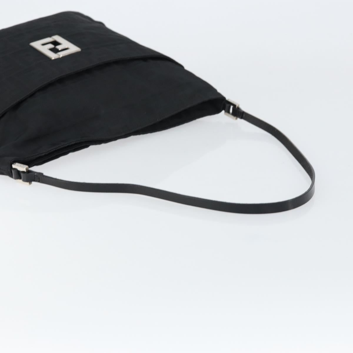 FENDI Zucca Canvas Shoulder Bag Silver Black Auth ep12476