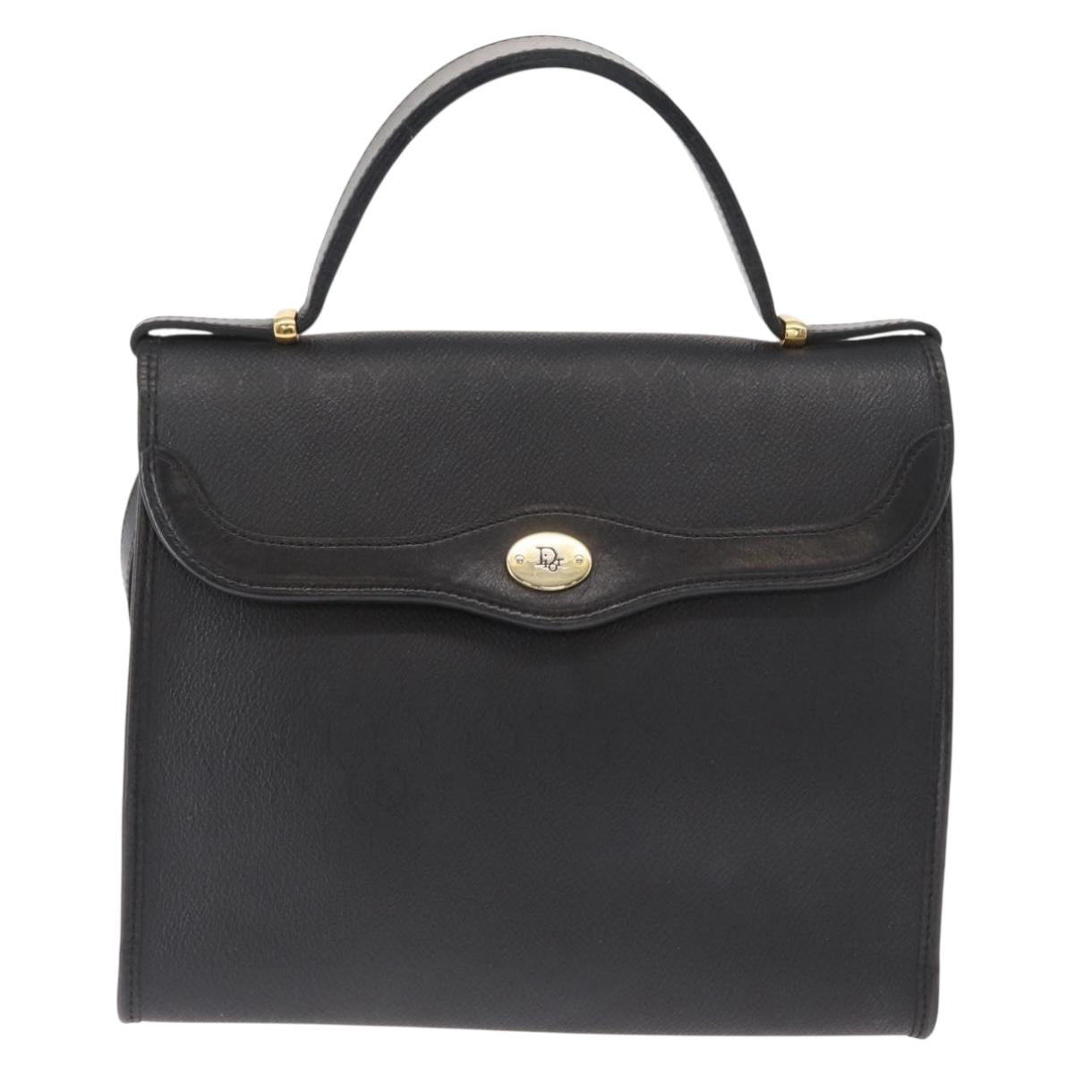 Christian Dior Honeycomb Canvas Hand Bag PVC 2way Black Gold Auth ep12478