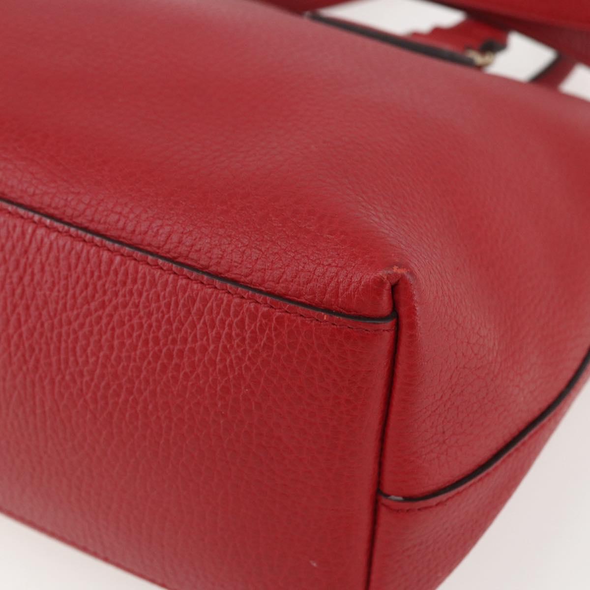 GUCCI Interlocking Hand Bag Leather 2way Red Gold 449659 Auth ep12480