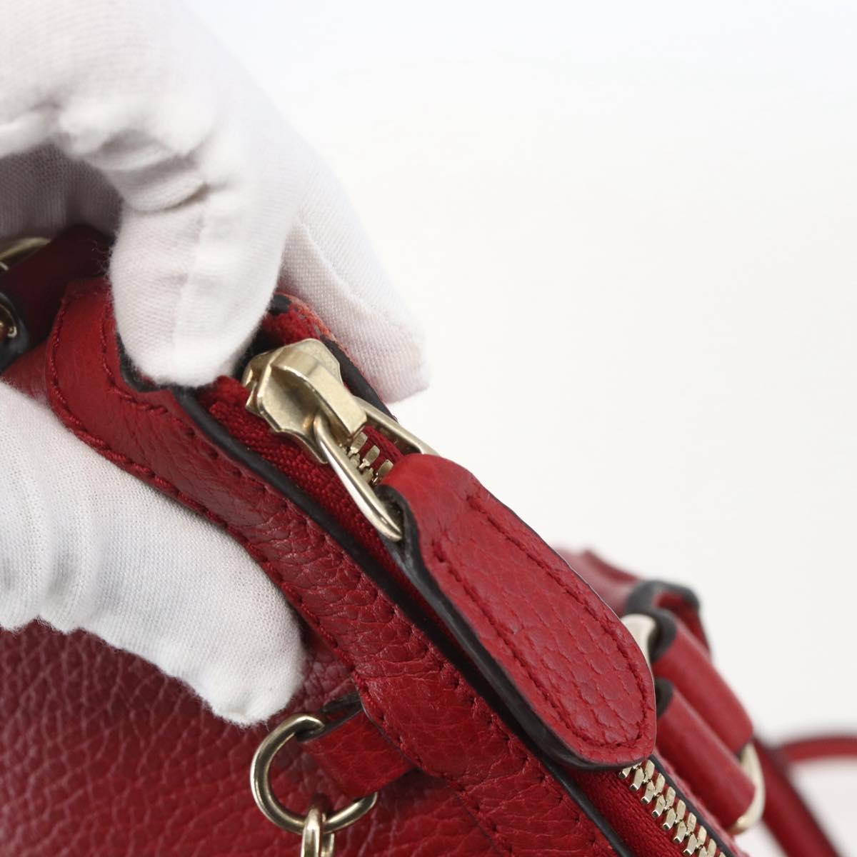 GUCCI Interlocking Hand Bag Leather 2way Red Gold 449659 Auth ep12480