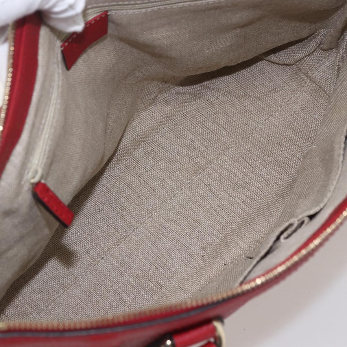 GUCCI Interlocking Hand Bag Leather 2way Red Gold 449659 Auth ep12480
