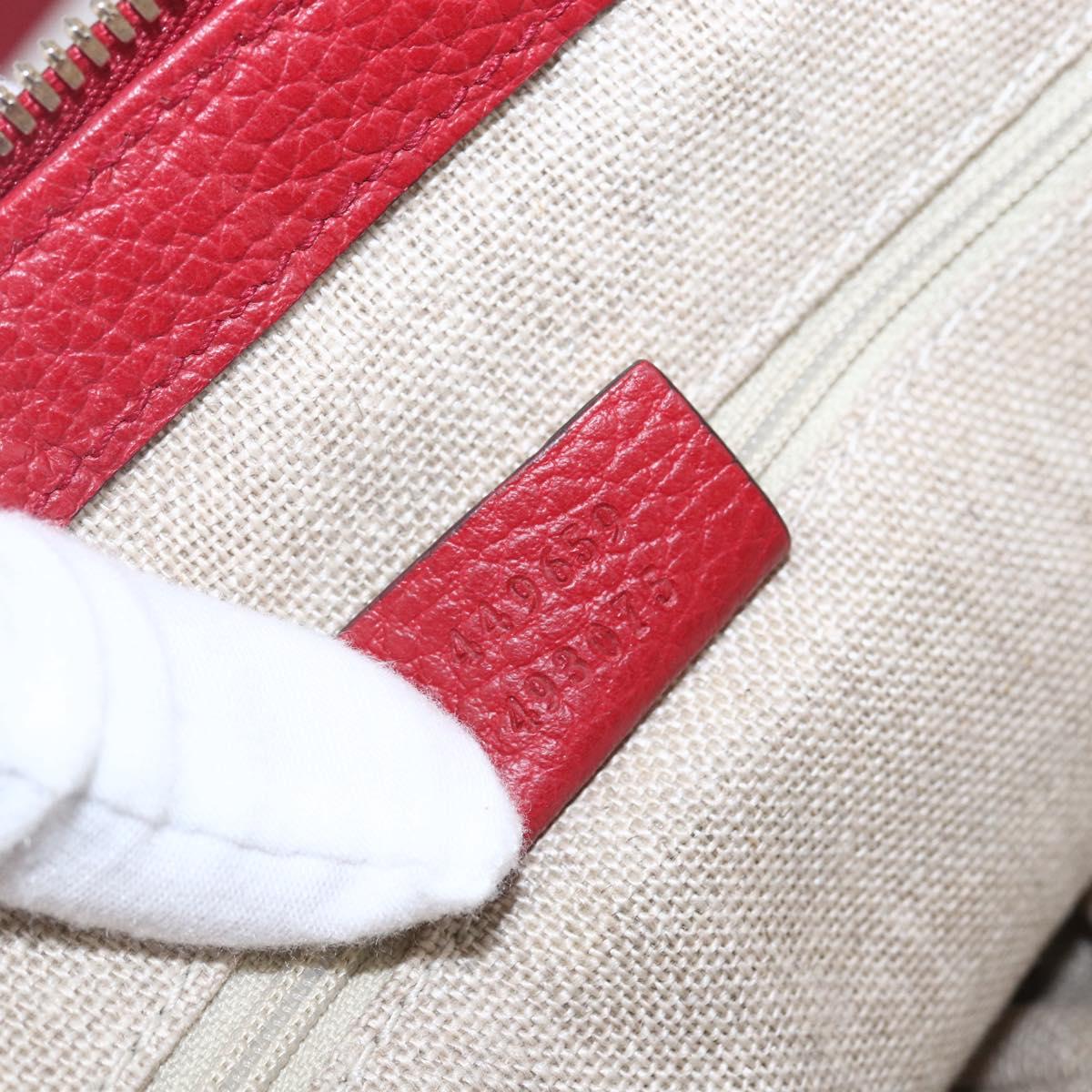GUCCI Interlocking Hand Bag Leather 2way Red Gold 449659 Auth ep12480