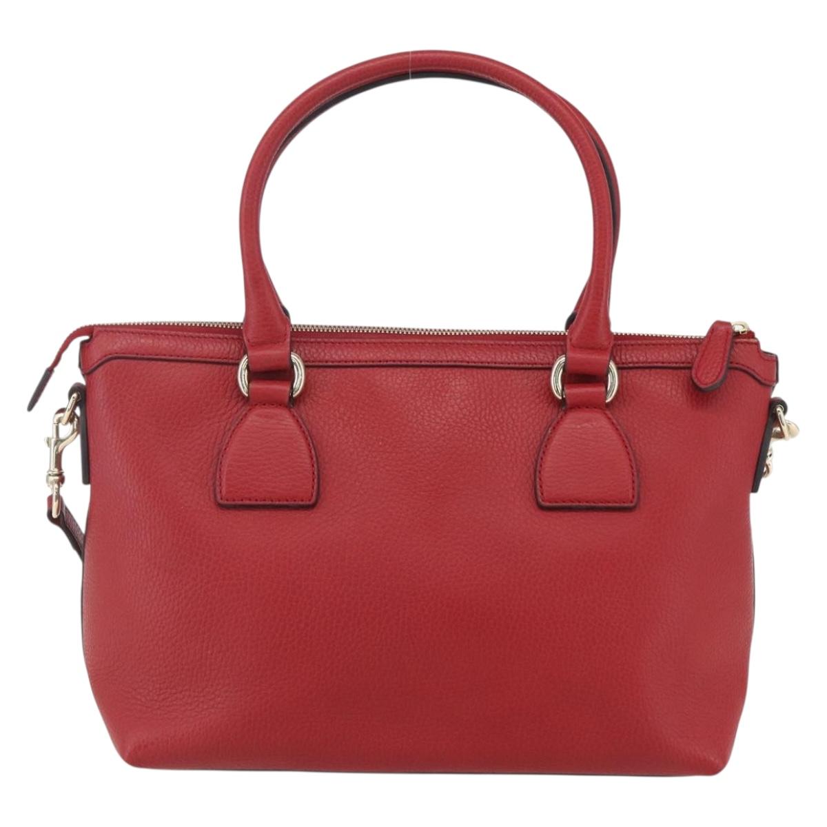 GUCCI Interlocking Hand Bag Leather 2way Red Gold 449659 Auth ep12480
