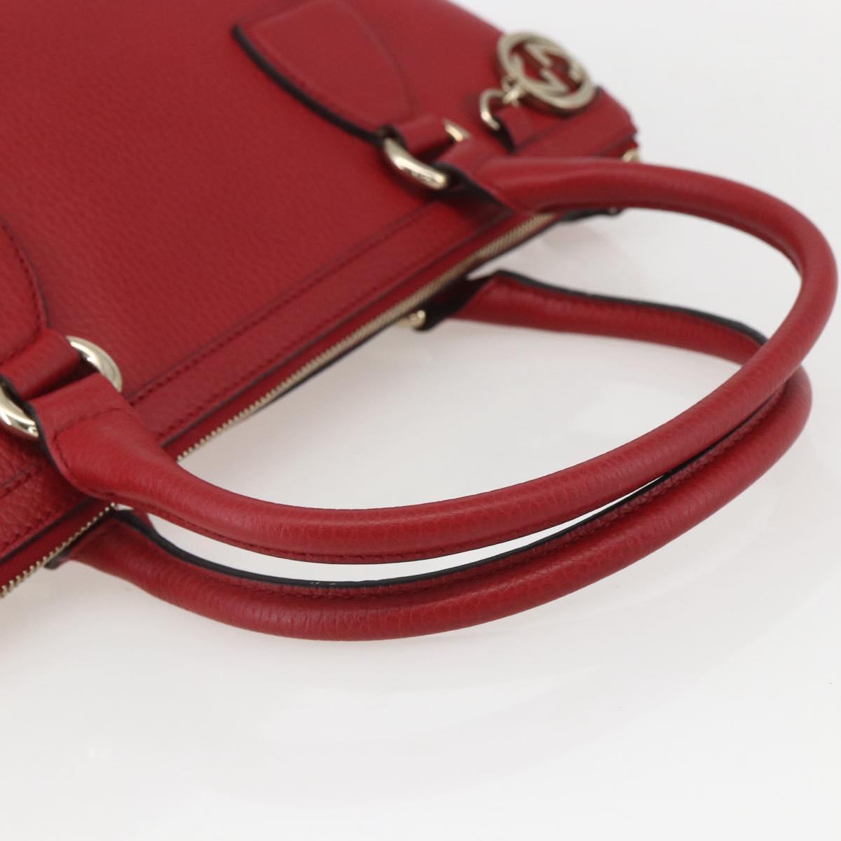 GUCCI Interlocking Hand Bag Leather 2way Red Gold 449659 Auth ep12480