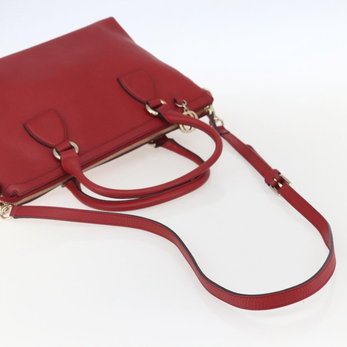 GUCCI Interlocking Hand Bag Leather 2way Red Gold 449659 Auth ep12480