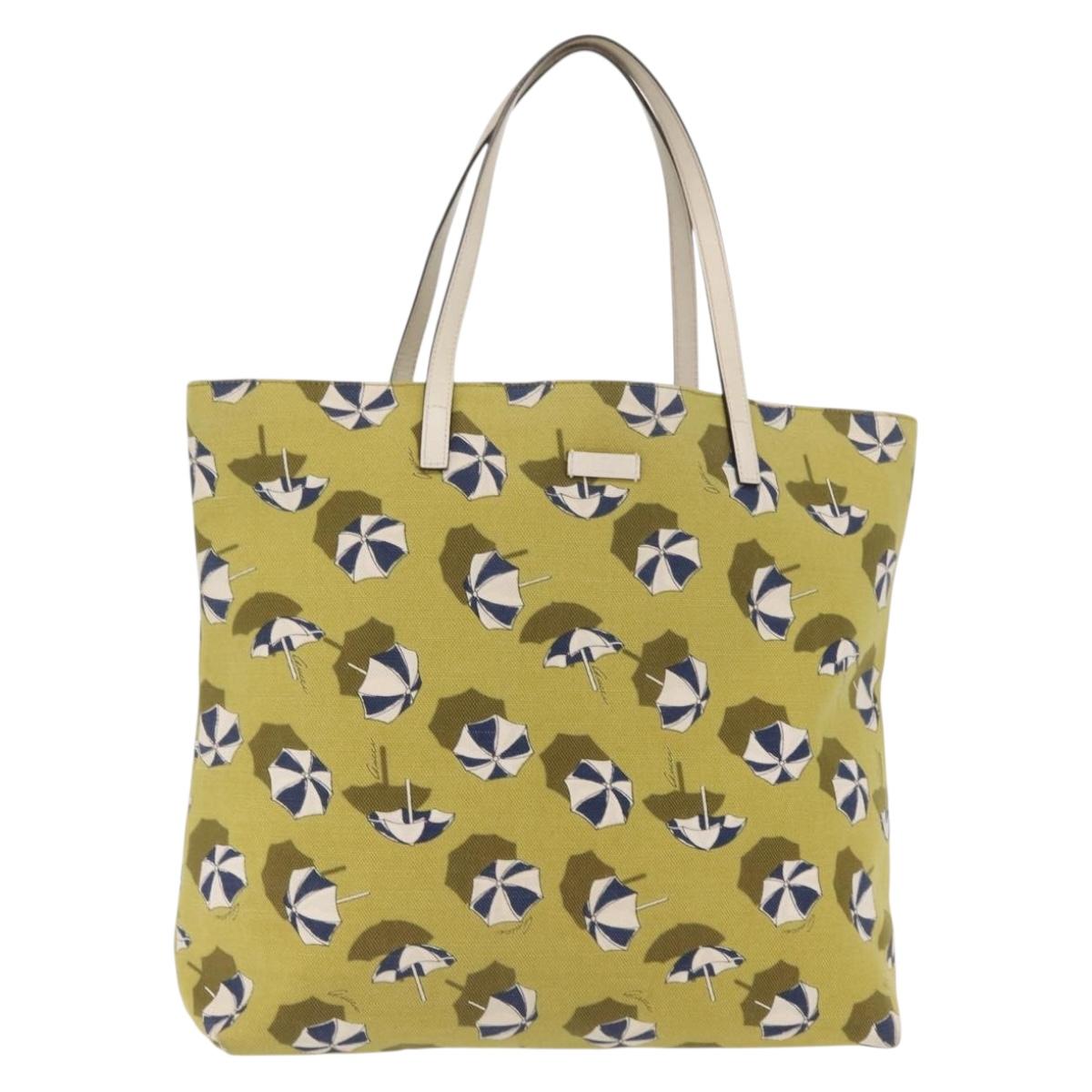 GUCCI Tote Bag Canvas Gold Green 295252 Auth ep12483