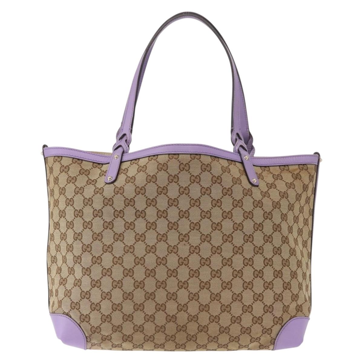 GUCCI GG Canvas Tote Bag Beige Gold 247209 Auth ep12485