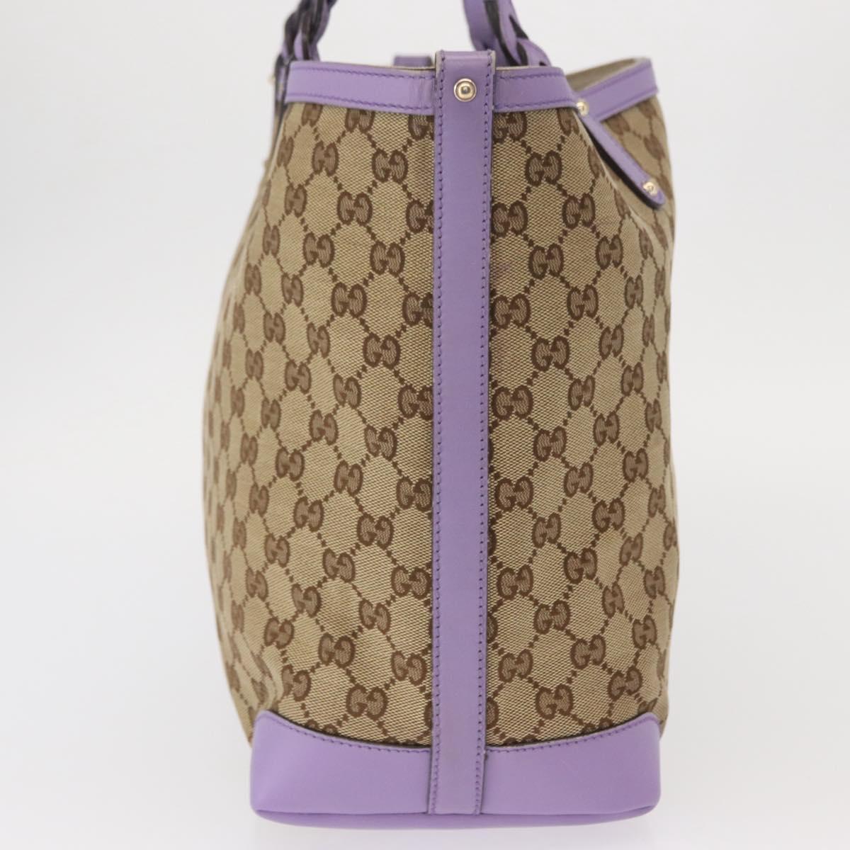 GUCCI GG Canvas Tote Bag Beige Gold 247209 Auth ep12485