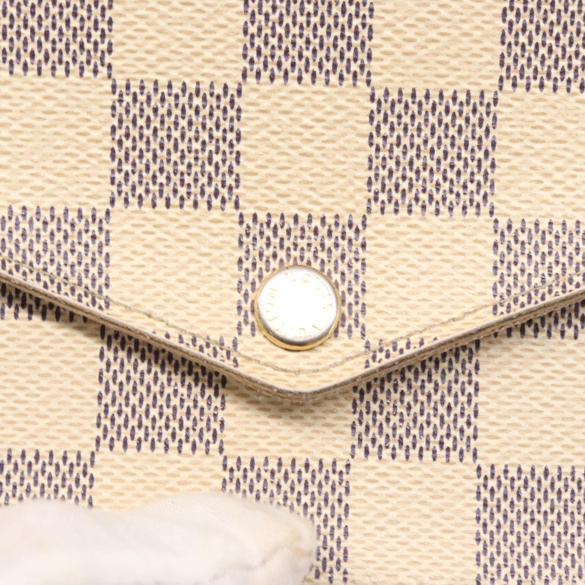 LOUIS VUITTON Damier Azur Pochette Felicie Chain Wallet N63106 LV Auth ep12496