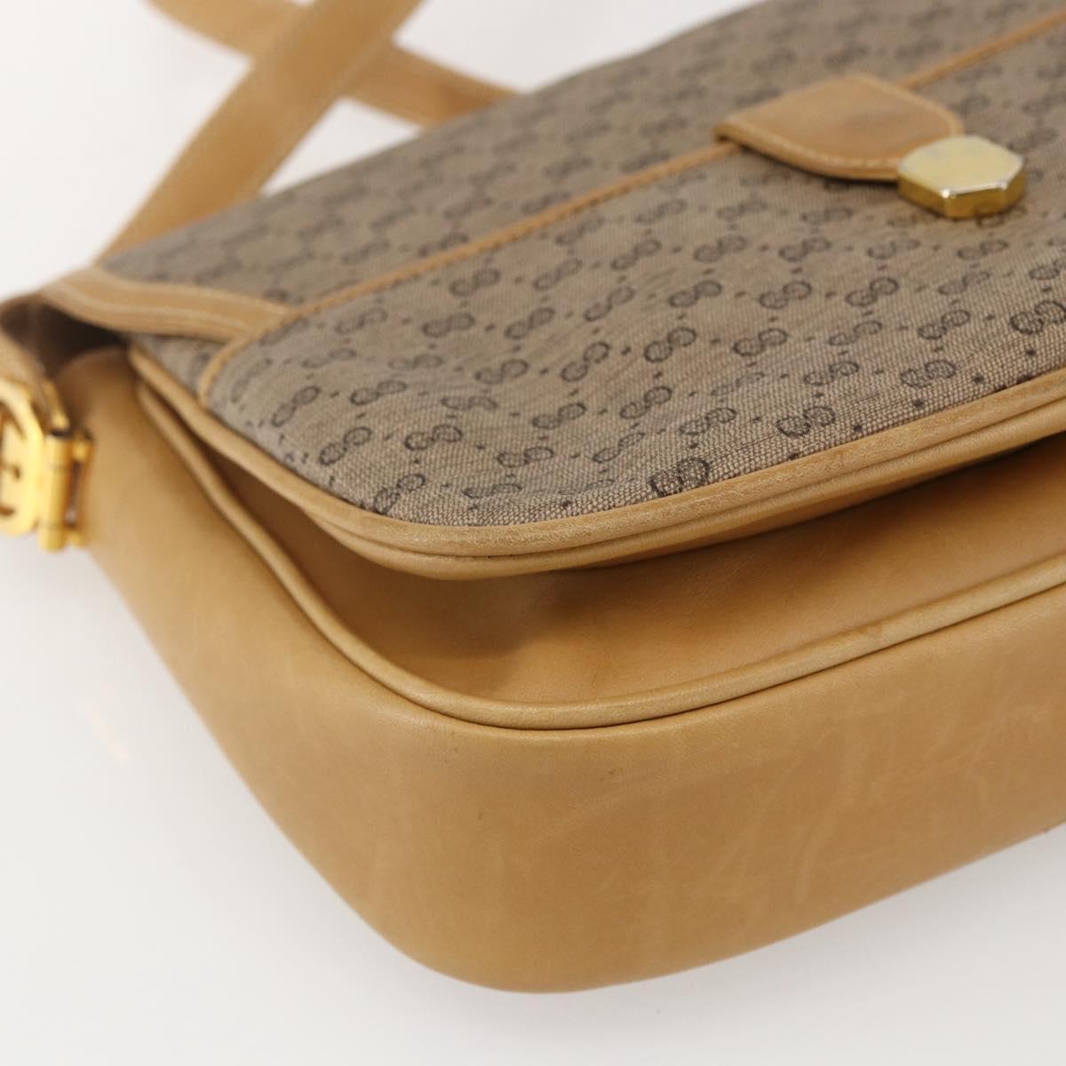 GUCCI Micro GG Supreme Shoulder Bag PVC Beige Gold Auth ep12497
