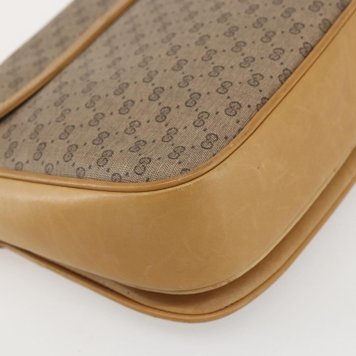 GUCCI Micro GG Supreme Shoulder Bag PVC Beige Gold Auth ep12497