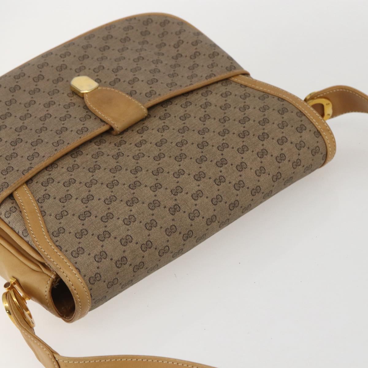 GUCCI Micro GG Supreme Shoulder Bag PVC Beige Gold Auth ep12497