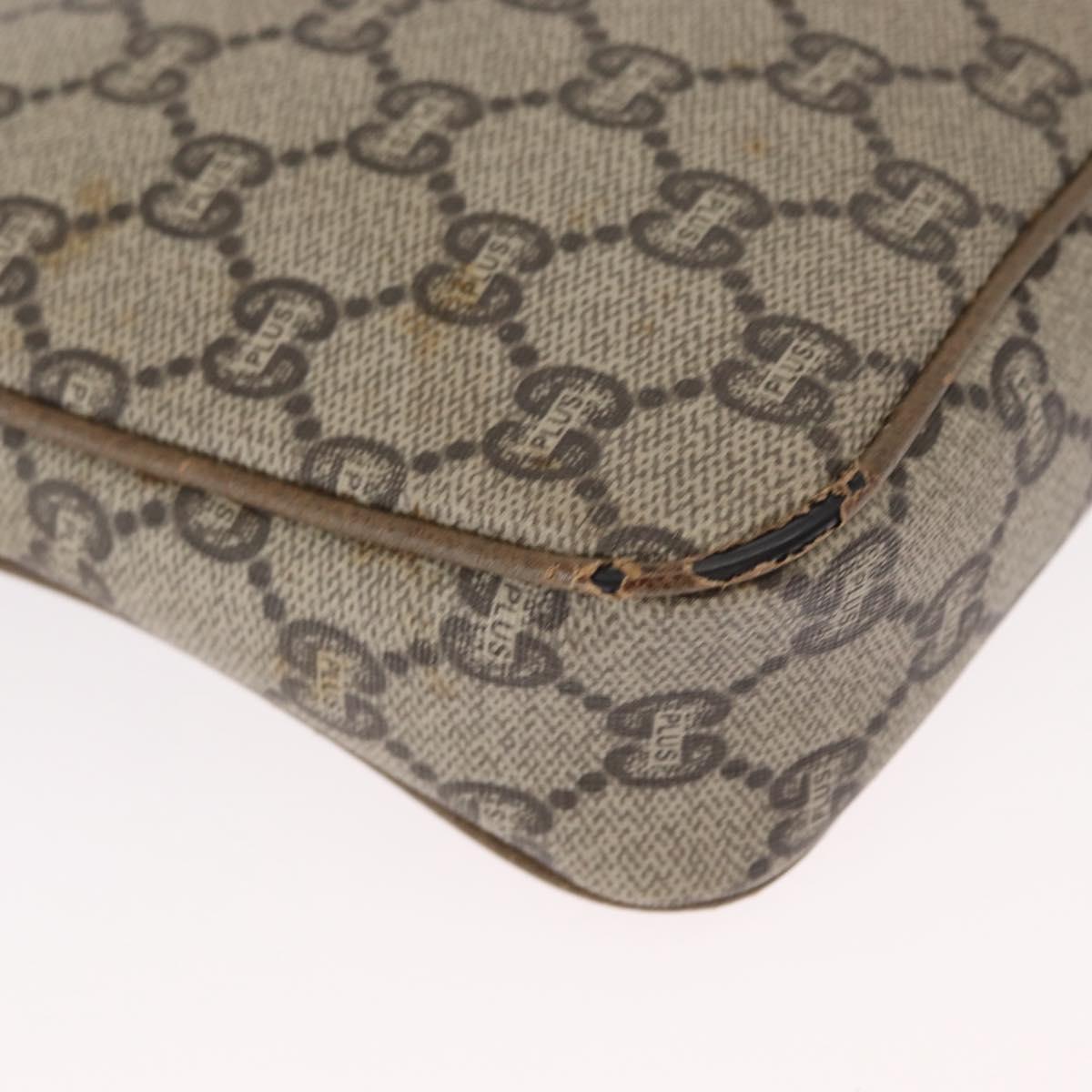 GUCCI GG Plus Supreme Shoulder Bag PVC Beige Gold Auth ep12498