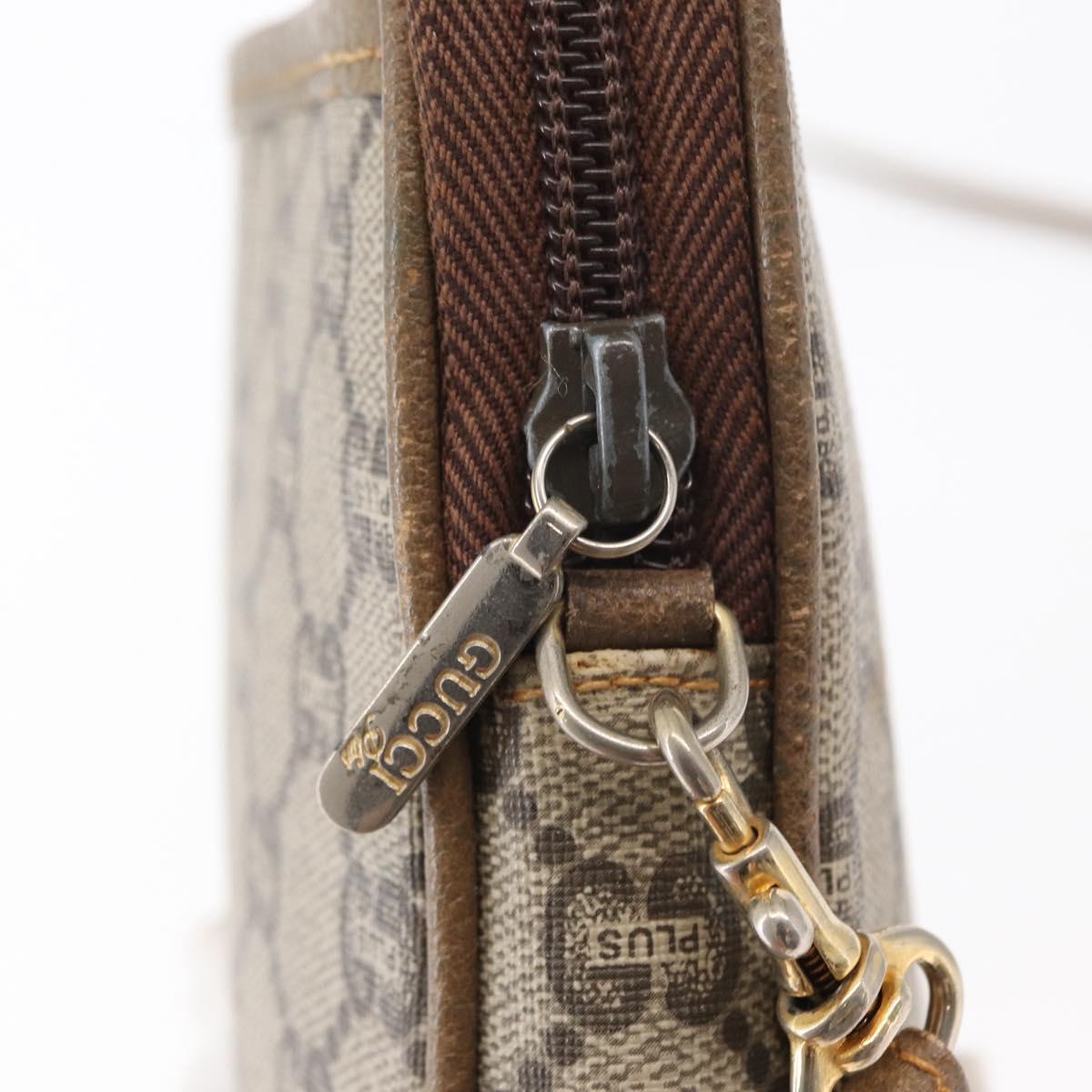 GUCCI GG Plus Supreme Shoulder Bag PVC Beige Gold Auth ep12498