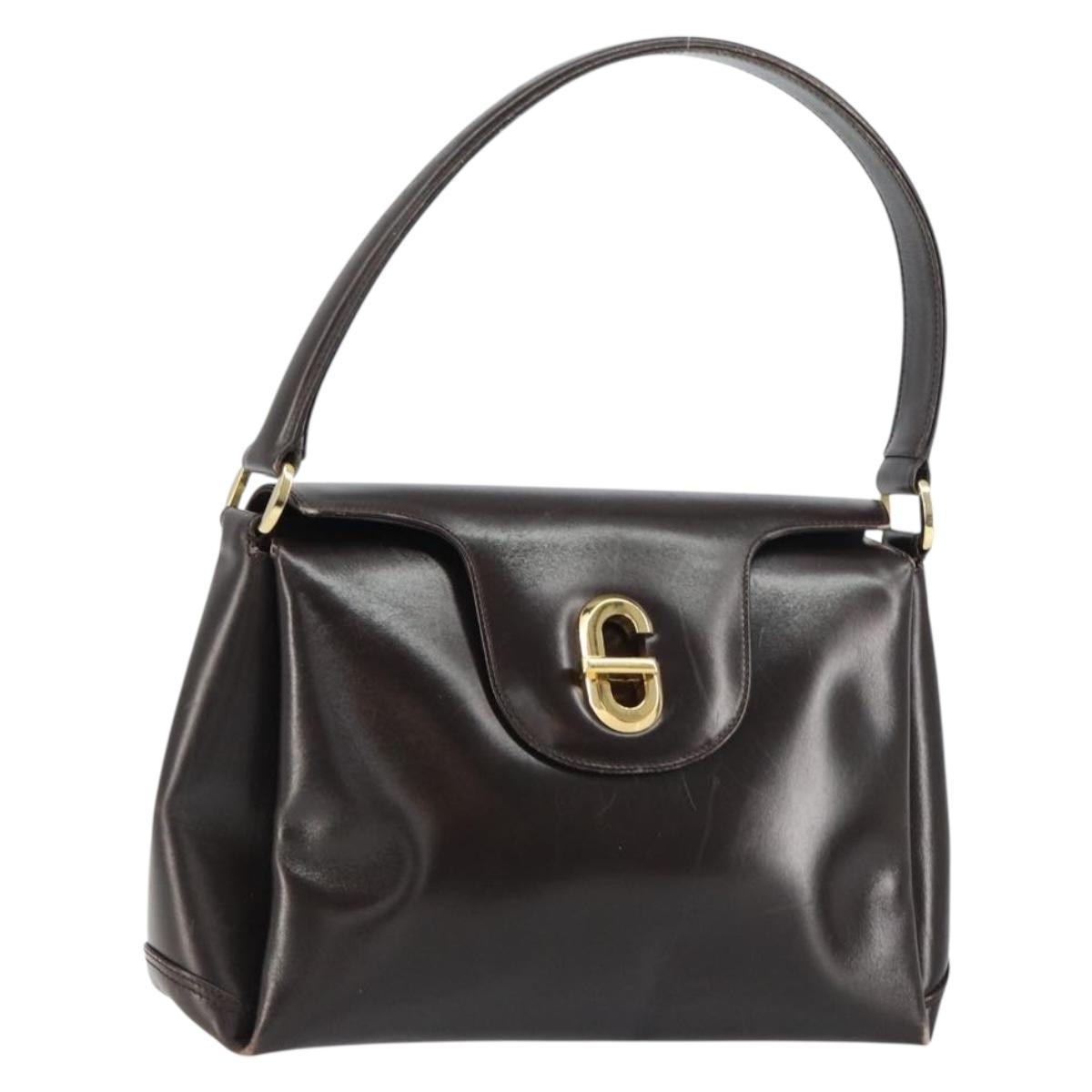 GUCCI Hand Bag Leather Dark Brown Gold 000 406 1080 Auth ep12502