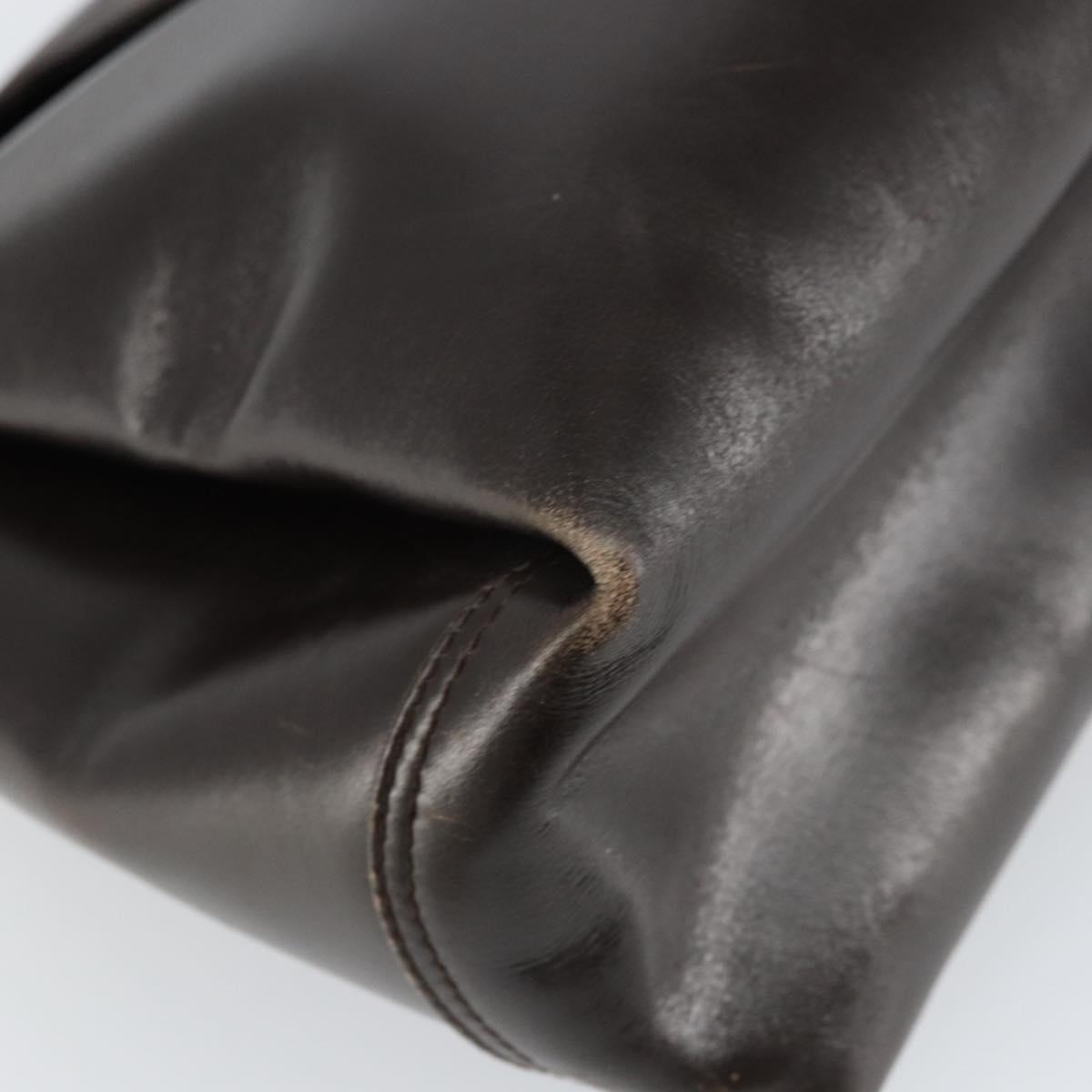 GUCCI Hand Bag Leather Dark Brown Gold 000 406 1080 Auth ep12502