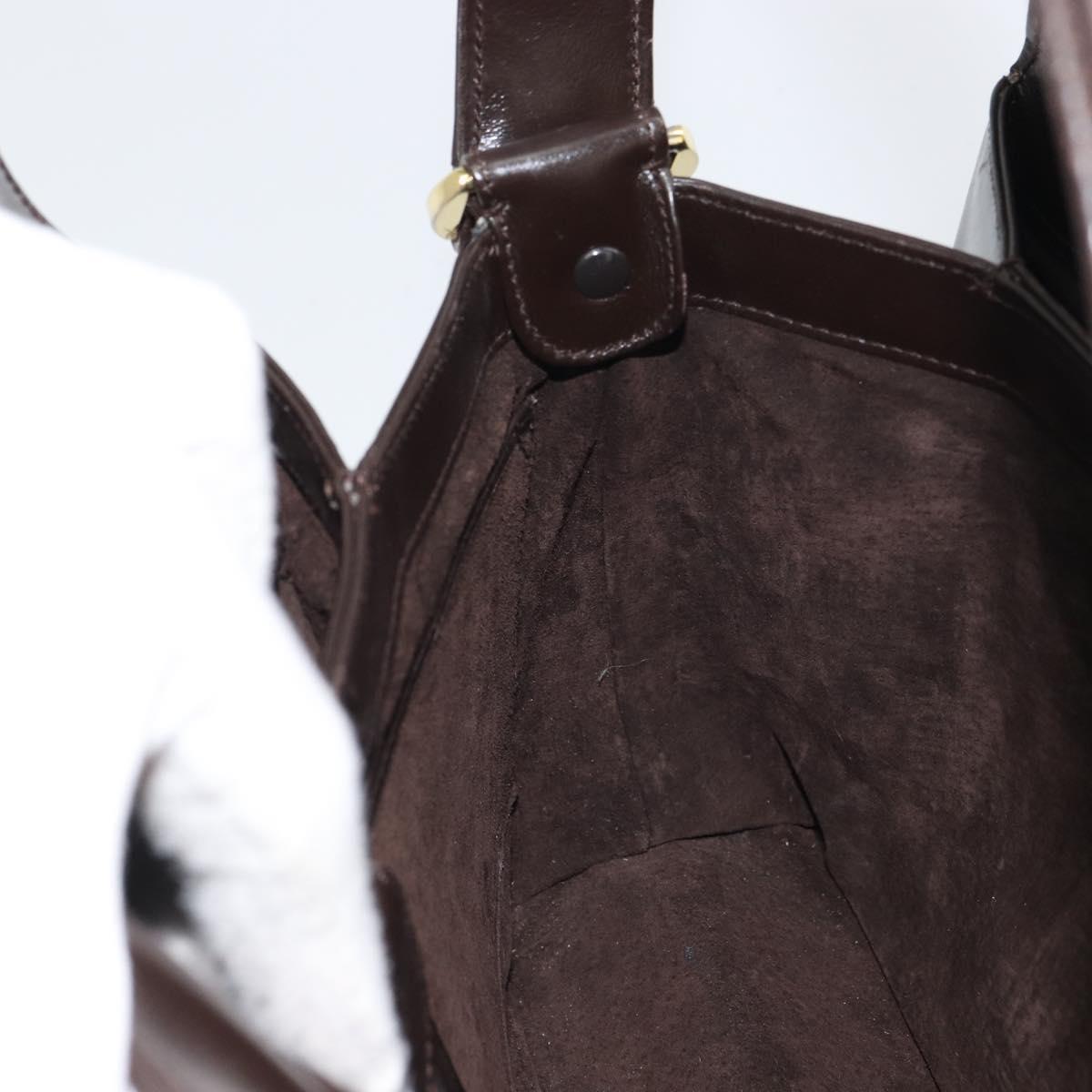GUCCI Hand Bag Leather Dark Brown Gold 000 406 1080 Auth ep12502
