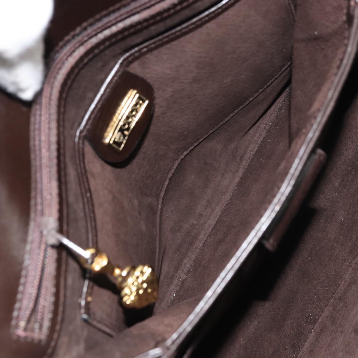 GUCCI Hand Bag Leather Dark Brown Gold 000 406 1080 Auth ep12502