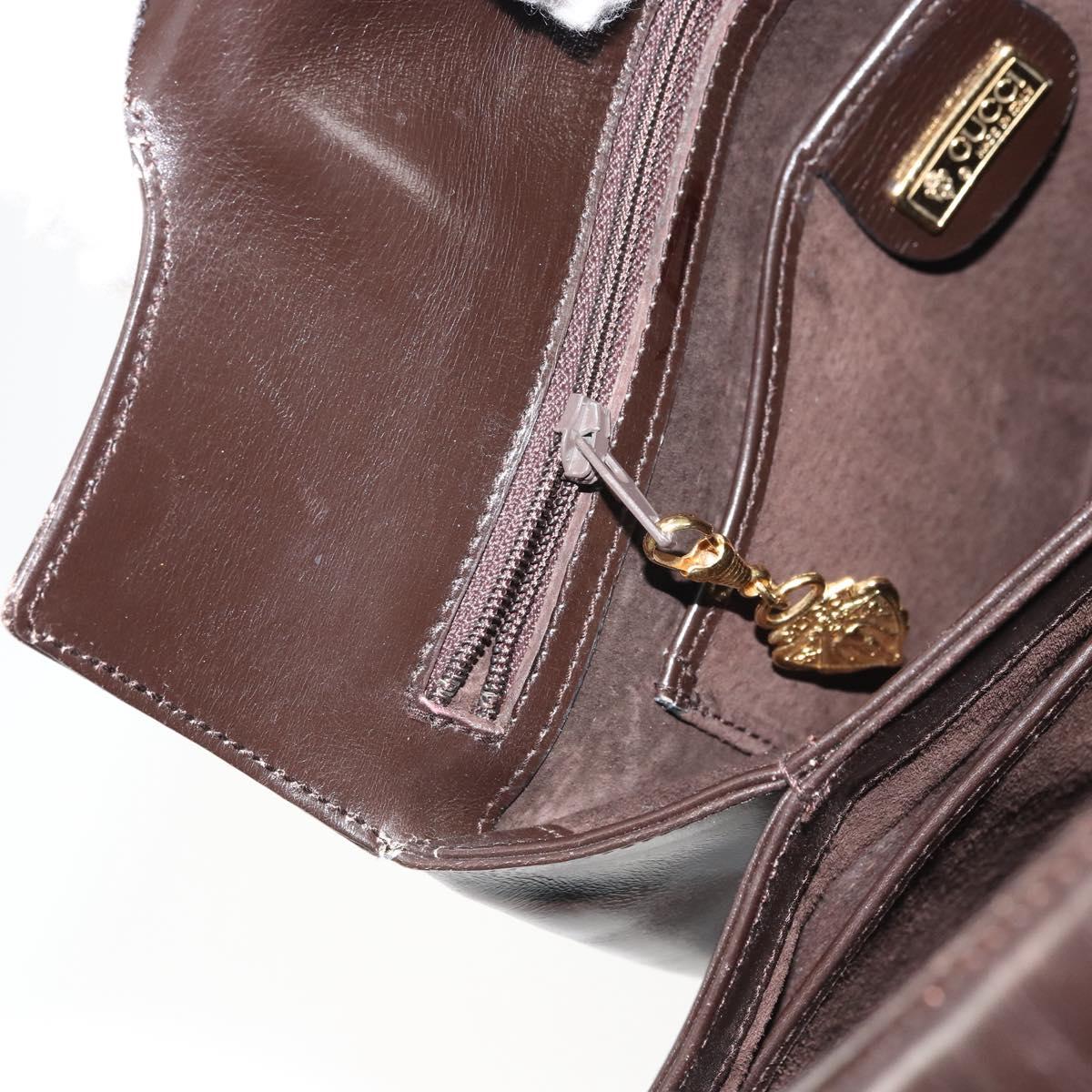GUCCI Hand Bag Leather Dark Brown Gold 000 406 1080 Auth ep12502