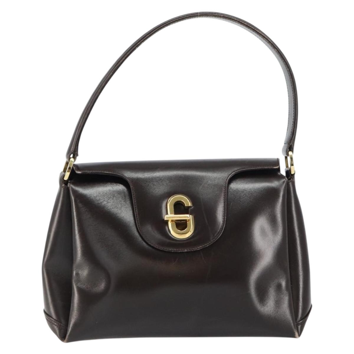 GUCCI Hand Bag Leather Dark Brown Gold 000 406 1080 Auth ep12502